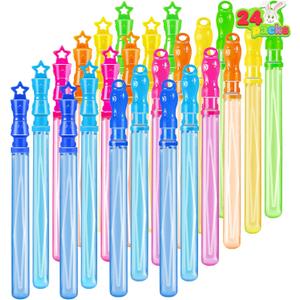 JOYIN 24 Pack 14.25 Bubble Wands Assortment, 6 Colors Giant Bubble Wands Party Favors Kids Summer Toys Outdoor Play Toys Games Christmas Birthday Party
