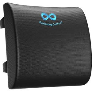 Everlasting Comfort Lumbar Support Pillow for Office Chair - Memory Foam Back Cushion for Car Seat - Promotes Better Posture, Back Pain Relief - Ideal Gaming and Desk Chairs Work and Home Essentials (D. Black Cooling)
