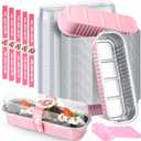 Tioncy 100 Sets Fall Mini Loaf Pans with Lids Spoons Sealing Stickers, Harvest Mini Cake Pans, Rectangle Aluminum Foil Baking Bread Containers, Bakery Party Supplies 6.8oz(Pink,Classic)