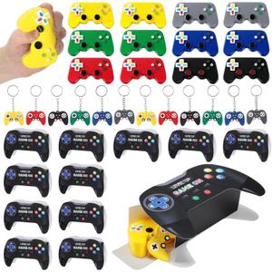 Soulchen 38 Pcs/12 Set Video Game Party Favors, Controller Shaped Stress Toys, Gamer Fidget Keychains with Gift Boxes, Ideal for Birthday Party Sensory Fidget Toys