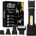 Bikini Trimmer for Women,5-in-1 Electric Razors for Women,Electric Shaver for Women's,IPX7 Waterproof Trimmer for Men Legs,with 5 Replaceable Blade Heads,USB Recharge DockBlack
