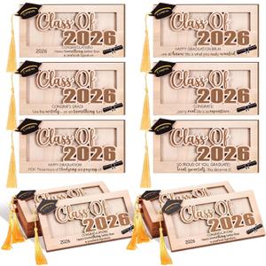 AceOrbit 6 Pcs Class of 2026 Graduation Money Holder Funny Graduation Cash 2026 Wooden Congrats Money Card Holder Gift Idea for Graduate Senior High School College Party Supplies