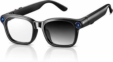 AI Smart Camera Glasses for Men Women - 8MP 1200P Video Recording, EIS Anti-Shake, Real-Time 139-Language Translator, Photochromic Lenses, Open-Ear Bluetooth Audio for Vlogging, Cycling, Travel