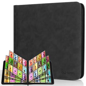 Old Canal Trading Card Binder, 12 Pocket Card Album Folder Hold Up to 720 Cards, Premium and Durable Zipper Binder, Cards Holder Album for MTG, TCG, Baseball Cards, Football Cards, Game Cards (Black)