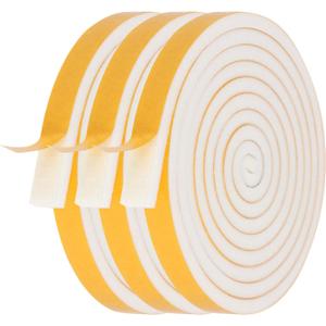 Weather Stripping Door Seal-3 Rolls,1/2 Inch Wide X 1/4 Inch Thick Total 20 Feet Long, Adhesive Soundproof Foam weatherstrip for Window Insulation(6.5ft x 3 Rolls) (White)