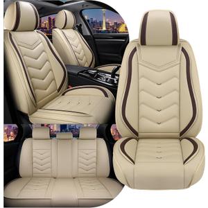 Car Seat Covers for Honda Civic 2000-2026, Stylish Sport Seat Cover, Premium Nappa Leather Car Seat Cover. Automobile Seat Covers Sets.(Standard 5 Seats/Beige)