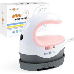 HTVRONT Heat Press Mini Heat Press Machine, Small Heat Press Portable Iron Press Machine for T Shirts, Hats, Heating Transfer Projects (Pink)