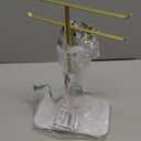 pickpiff Necklace Holder Jewelry Organizer Stand 2-Tier T-Bar Jewelry Display Tree with Tray for Countertop Necklace Bracelet Earring Storage, Vanity Dresser Bathroom Sink, Gold