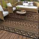 MontVoo Outdoor Rug Carpet Waterproof 9x12 Outdoor Patio Rug Mat Reverisble Plastic Straw Outdoor Rug for RV Camping Picnic Beach Balcony Boho Black Brown Large