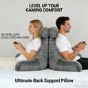 Extra Large Reading Pillow for Sitting in Bed Adult with Detachable Neck Support Cushion & Backrest Pillow for Bed with Arms and Side Pocket Shredded Foam Back Pillow with Washable Cover