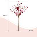 6 Pcs Valentine's Day Picks 17 Inch Artificial Red Heart Berry Stems - Valentine's Day Stems for Home Table Centerpiece Vase Wedding Anniversary Party Decor