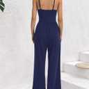 STOLKISS Women Casual Jumpsuits Summer Sleeveless Loose Jumpsuit Shoulder Strap Adjustable Long Pants Rompers with Pockets (Blue)