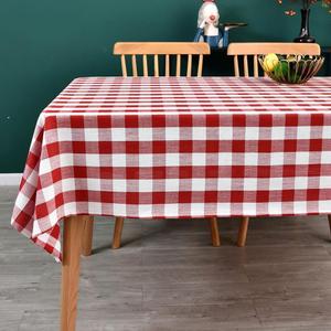 Gingham Table Cloth for Square Tables red Checkered Plaid Tablecloth Heavy Duty Cotton Blend Washable & Wrinkle Table Cover for Outdoor Kitchen Dining Picnic Camping (60x60 Inch)