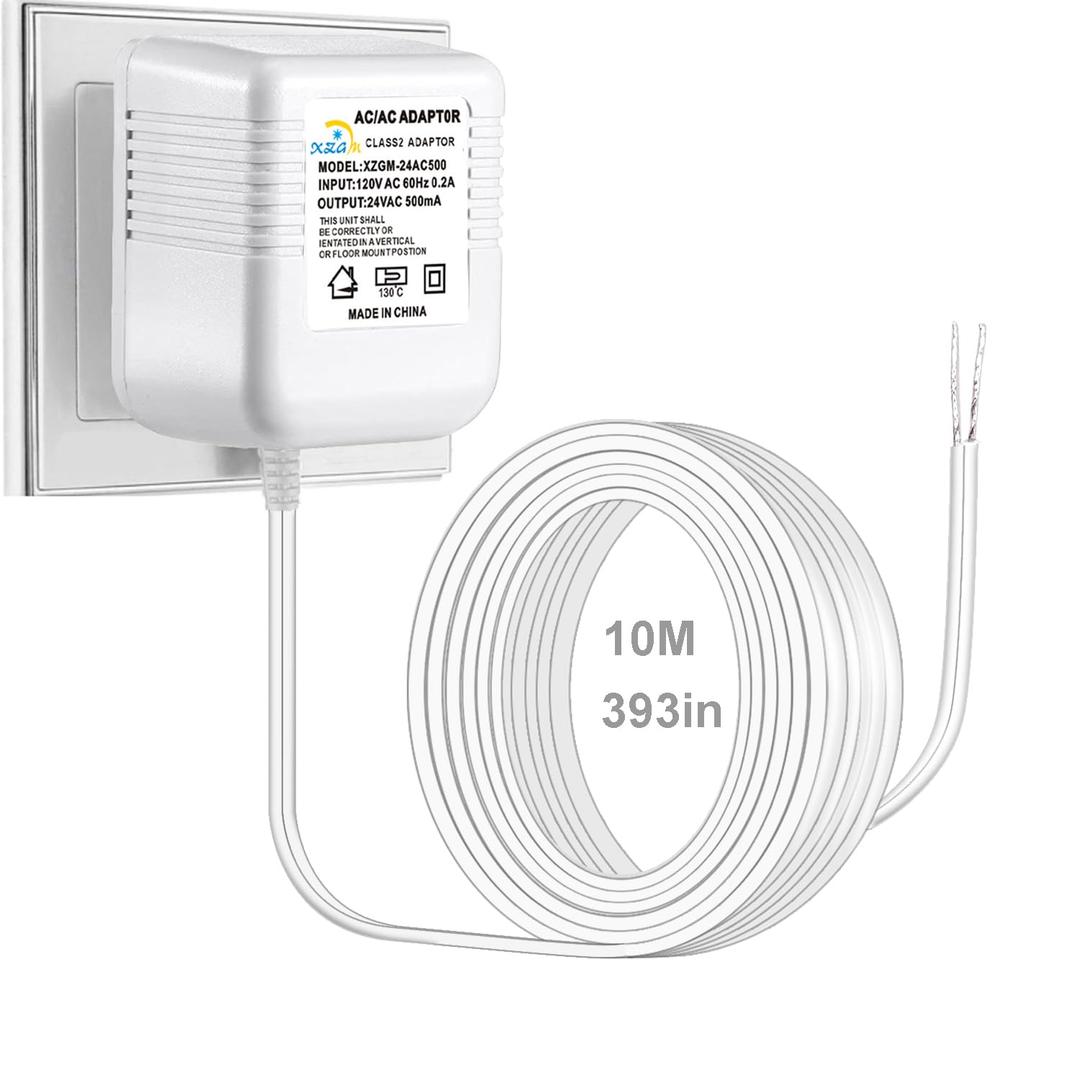 24V Doorbell Transformer Compatible with Nest Honeywell Ecobee Sensis All Models of Ring Doorbells Thermostats Power Adapter (33FT White, 12.0, Watts)