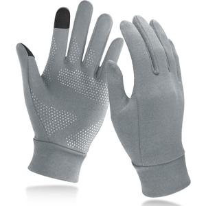 Unigear Lightweight Running Gloves, Touch Screen Anti-Slip Warm Gloves Liners for Cycling Biking Sporting Driving for Men Women (Large, Grey)