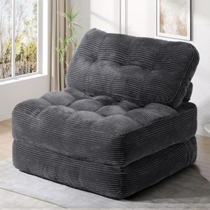 YITAHOME Folding Sofa Bed, Convertible Lazy Sleeper Chair with Pillow Foldable Mattress with Back Support, Portable Fold Out Chair Bed,Comfy Floor Sofa Lounge for Living Room, Bedroom, Dark Grey