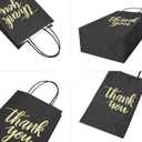 DjinnGlory 100 Pack Small Size Black Thank You Paper Gift Bags with Handles 9x5.5x3.15 Inch for Business Birthday Wedding Bridal Baby Shower Party Favors Goodies
