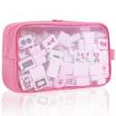 Mahjong Tile Bag with Zipper,Mahjong Bag Fits 166 Tiles (1.2 Size),Mahjong Gifts for Women with Lightweight & Thickened Mesh Fabric,9 x 5.9 x3.1 inch (Pink)