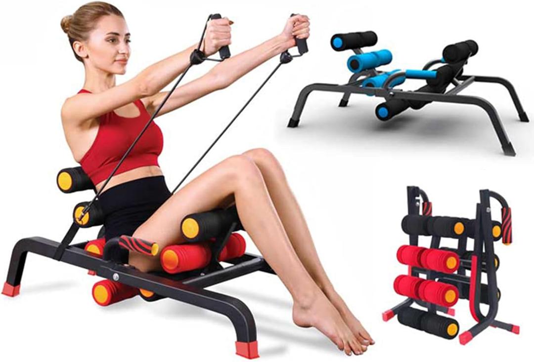 Foldable Back Extension Machine Home Gym Sit Up Machine for Glute & Ab Workouts Squat Machine for Home Gym Back Exercise for Lower Back Training with Resistance Bands (130 Style)
