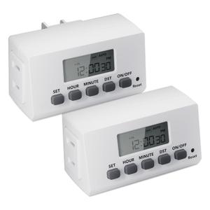 BN-LINK Indoor Digital Timer Outlet,24 Hour Light Timer Easy Programmable,Mini 2 Prong Plug in Timers for Electrical Outlets,Lamps,Fans,2 On/Off Programs,2 Pack,15A/1875W, ETL Listed