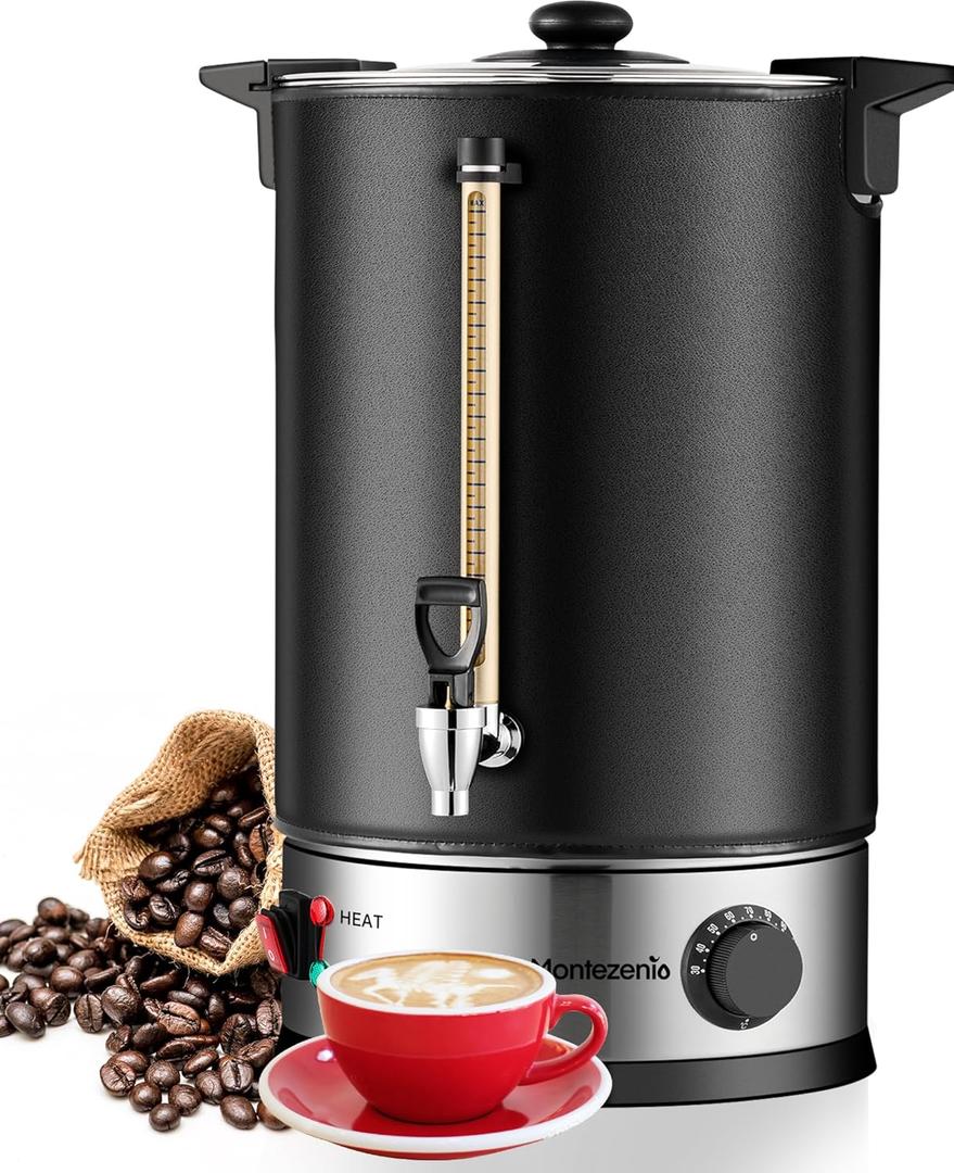 50 Cup Commercial Coffee Urn,Stainless Steel &Thermal Sleeve, 8L Large Coffee Dispenser to Quick Brewing, Hot Water Urn for Home Party Office Catering with Water LevelTemp Control,Indicator Display