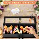 Ireer Mother's Day Mama Empty Flower Gift Box Cardboard Letter Shaped Fillable Box with Plastic Liners 50 Crystal Bouquet Pins 24 Gold Butterfly Decorations for Valentine Mom Birthday DIY(Black)