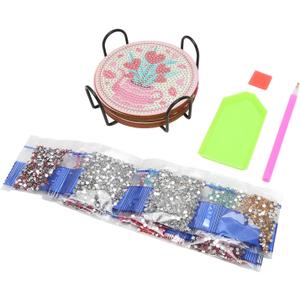 8Pcs Rhinestone Painting Coasters Cute Cartoon Style, Strong Stickiness Odourless for Family with Resin Material
