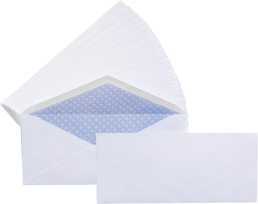 Amazon Basics #10 Security Tinted Business Gummed Envelopes, Moisture Sealed, 4-1/8 x 9-1/2 Inch, Pack of 500, One Size, White