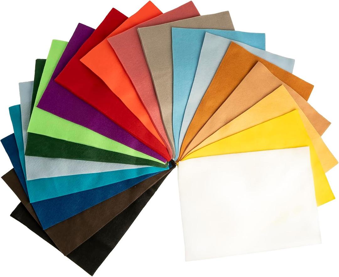John Bead 50pcs 9"x12" Felt Fabric Sheets Assorted 17 Colors Felt Pads for DIY Craft Supplies Sewing School Projects (Value Pack Colors)