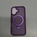 Magnetic for iPhone 16 Case with Ring Stand, [10 FT Drop Protection] [Velvety Touch] Slim Translucent Matte Back Shockproof Phone Case for iPhone 16 6.1'', Dark Purple