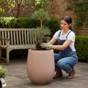 Planters for Indoor Plants, 18.7 inch Large Plant Pots for Indoor & Outdoor Use, Magnesium Oxide Ribbed Round Planter with Drainage Hole and Rubber Plug, Garden Decorative