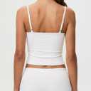 Womens Spaghetti Strap Tank Top  Stretch Camisole Cami Shirt Slim Fit Sleeveless Basic Lightweight Summer Top (White, M)