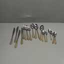 Gold Silverware Set, 20 Piece Stainless Steel Golden Flatware Set for 4, Silver Tableware Set with 24K Gold-Plated Trim, Eating Utensils, Great for Family Gatherings & Daily Use(Prestige)