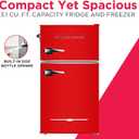 Frigidaire Retro Compact Fridge Freezer Combo, 3.1 cu. ft. Capacity, Small Top Freezer Refrigerator, Mini Fridge with Built-in Bottle Opener 19"D x 20.5" W x 33.5" H (Red)