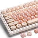 PBT Keycaps, Crystal Jelly HOA Profile Key Caps (Pink Gradient Design, Foundation Liquid Themed, Cute) 132 Keycaps Full Set 60 65 75 100 Percent for MX Switches Mechanical Gaming Keyboards 