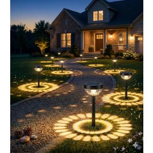 Ensenior Solar Pathway Lights Outdoor, 8-Pack Adjustable Height LED Lights Outdoor Waterproof IP65 for Garden Landscape, Auto On/Off Solar Powered Yard Lights for Walkway (Warm White)
