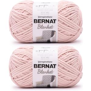 Bernat Blanket Super Bulky Acrylic Yarn - 2 Pack of 300g/10.5oz #6 Chunky Chenille Heavy Weight Yarn for Knitting and Crocheting, Amigurumi, Thick Blankets (Pink Dust, 220 Yards 2-Pack)