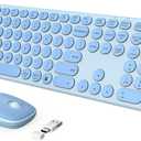 seenda Wireless Keyboard and Mouse, USB & Type C 2-in-1 Receiver, SK73-3 Full Size Teal Wireless Keyboard Mouse Combo, Compatible for Windows, MacBook Pro/Air, Laptop, Desktop, PC - Blue