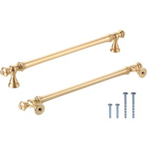uxcell 6 Pack Brushed Brass Cabinet Pulls Kitchen Dresser Pulls 7-3/5 inch(19.2cm), Drawer Pulls Hardware Pulls for Kitchen Drawer Cabinet