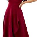 Long Black Formal Dresses for Women Gowns Evening Party Cocktail Dress,Split Elegant V Neck Wrap Ruffle Wedding Guest Dresses (Large, Burgundy)