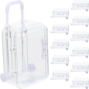 12pcs Mini Suitcase Favor Boxes Adorable Travel Themed Present Boxes for Weddings and Parties Versatile Candy Packing and Decoration