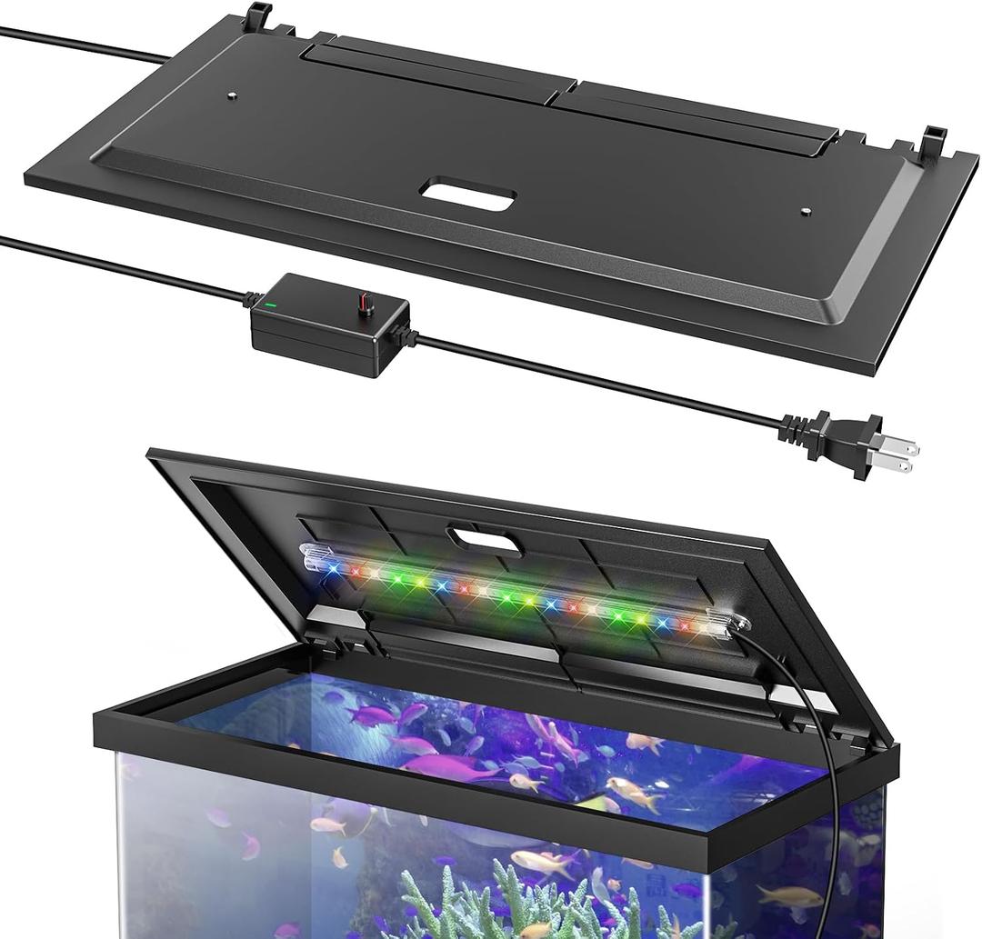 LED Aquarium Hood, Colored Lights, Fits 24" Framed Aquariums, Black