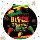 Boao 12 Inch Welcome Black History Month Wooden Hanging Sign Black History Month Decorations African American Heritages Door Wreath for Outdoor Porch Front Door Holiday Decor