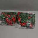 Dolicer 2Pcs 13Ft Artificial Eucalyptus Garlands with Flowers - 8 Roses, Faux Floral Greenery Garlands with 13Ft String Lights Fake Flowers Vines for Wedding Table Centerpieces Arch Party Decor (Red)