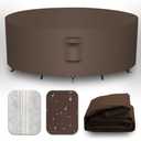 CNCZMH Heavy Duty Patio Furniture Covers Waterproof, 600D Round Outdoor Furniture Cover Waterproof for Sectional Sofa Couch, Outdoor Dining Table and Chair Set Covers 48"DIA x 28"H, Brown