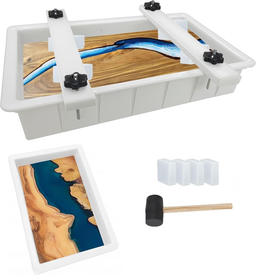 Large Epoxy Table Mold 23.5*11.7*3 inch and 15.7*9.8*3 inch, Cutting Board Molds for Epoxy Resin, Large Reusable Epoxy Mold for Coffee Table, Charcuterie Board, Art Panel(with Clamping System)