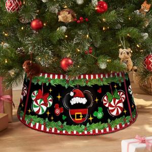 Metal Christmas Tree Collar, Tree Ring Holiday Decor 29 Inch Diameter for Large Xmas Tree 7-9 Ft, Winter Peppermint Candy Artificial Tree Skirt Home Indoor Outdoor Decoration