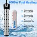 2000W Immersion Water Heater Electric, Fast Heating Portable Water Heater with 304 S S Guard & LCD Thermometer, Bucket Heater for Home Camping Bath Pool Outdoor Use