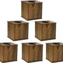 6 Pack Square Tissue Box Cover (6 x 6 x 6 inches) Rustic Wood Tissue Box Holder with Slidingout Bottom Wooden Tissue Box Cover Cube for Tabletop Stands Bathroom Bedroom Dinner Table