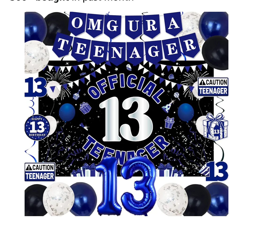 13th Birthday Decorations for Boys Girls, Blue Black Omg Ur A Teenager Birthday Party Decorations, Official 13 Teenager Backdrop, 13 Foil Balloons, Banner, Balloons, Hanging Swirls, Birthday Card Set